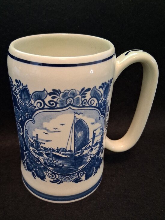 Delfts Holland Other - Vintage 1960s Delfts Holland Blue White Hand Painted Windmill Beer Stein Mug